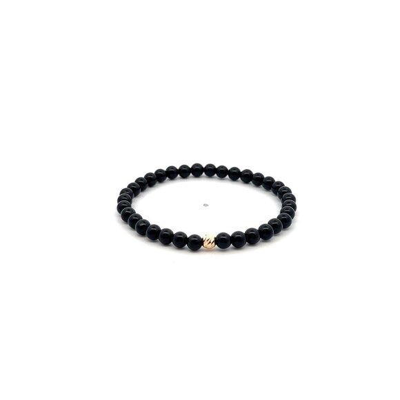 Natural Onyx Gemstones Mini 4mm 18K Gold Bar Faceted Charm Bead - Picture 1 of 5